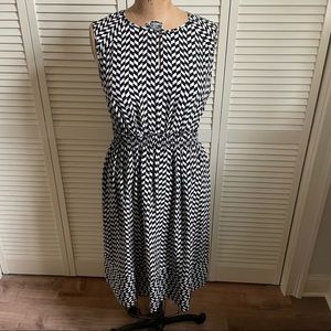 J. CREW Silk midi dress black and white shirt sleeve size 12